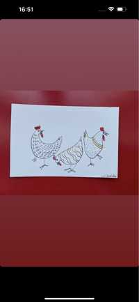 Kartka wielkanocna kury boho ilustracja kura