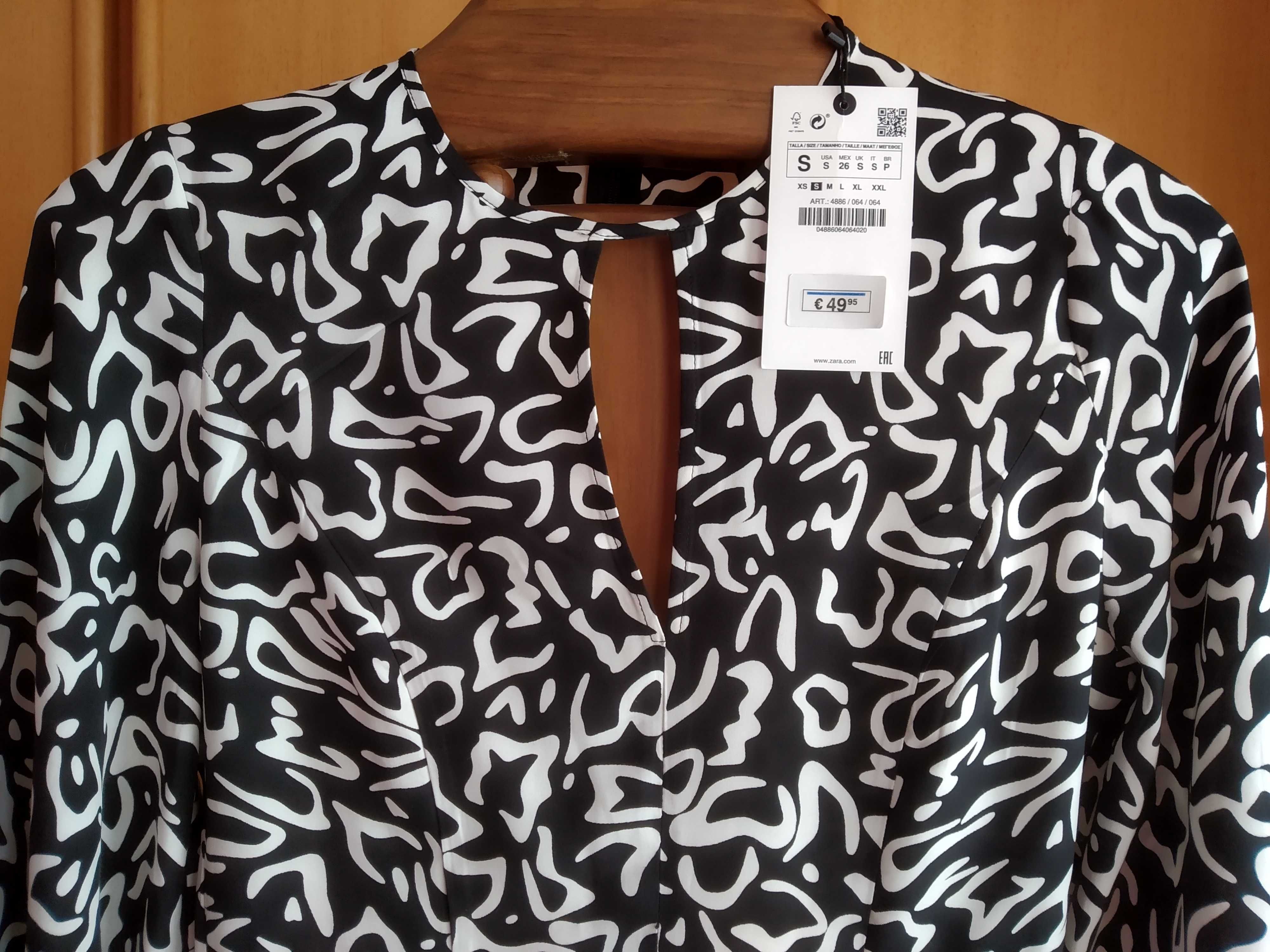 (NOVO C/ ETIQUETA, PORTES GRÁTIS) ZARA - Vestido Comprido Estampado