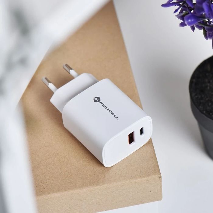 Ładowarka sieciowa FORCELL F-ENERGY Typ C + USB A PD QC4.0 3A 30W