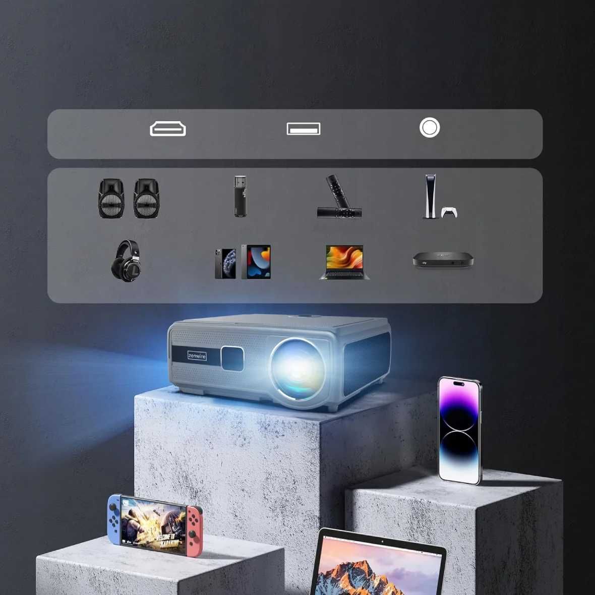 Projektor Rzutnik 30000lm WiFi 6 Android 11 FULL HD 4K Zenwire E690H
