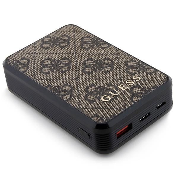 Powerbank Guess 18W 10000mAh 4G Leather Metal Logo, Brązowy