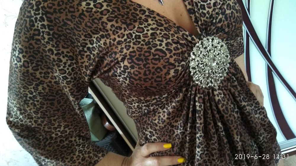 Туника леопард нарядная размер 46