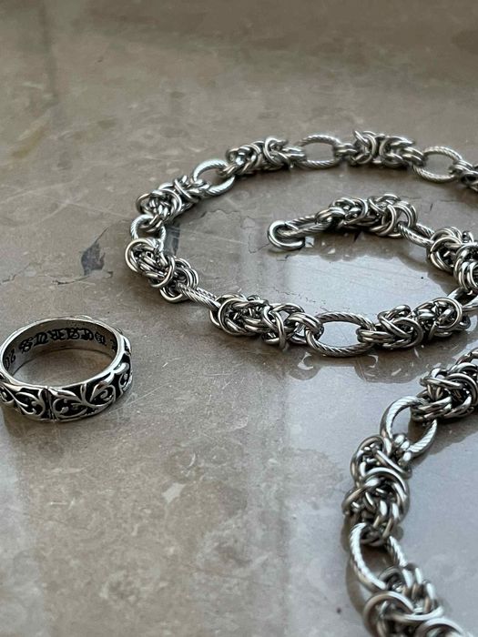 naszyjnik + pierścionek regulowany Rare chrome hearts drip baggy
