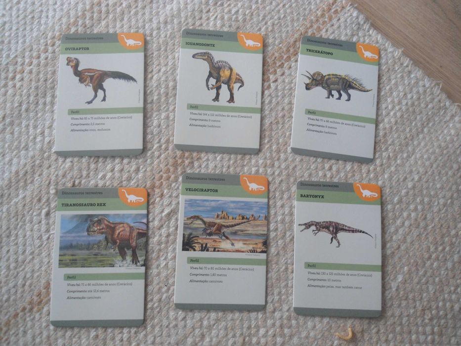 Caixa com cartões de 50 dinossauros gigantes