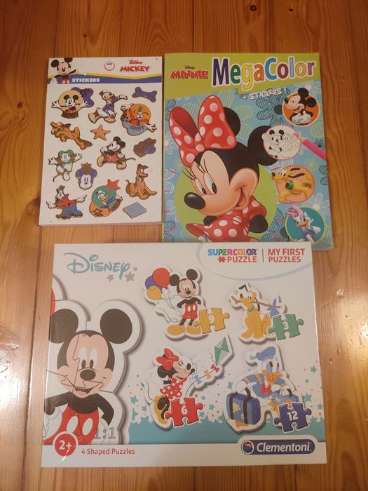 Zestaw Myszka Miki. Puzzle, naklejki, kolorowanka, wszystko z Myszką M