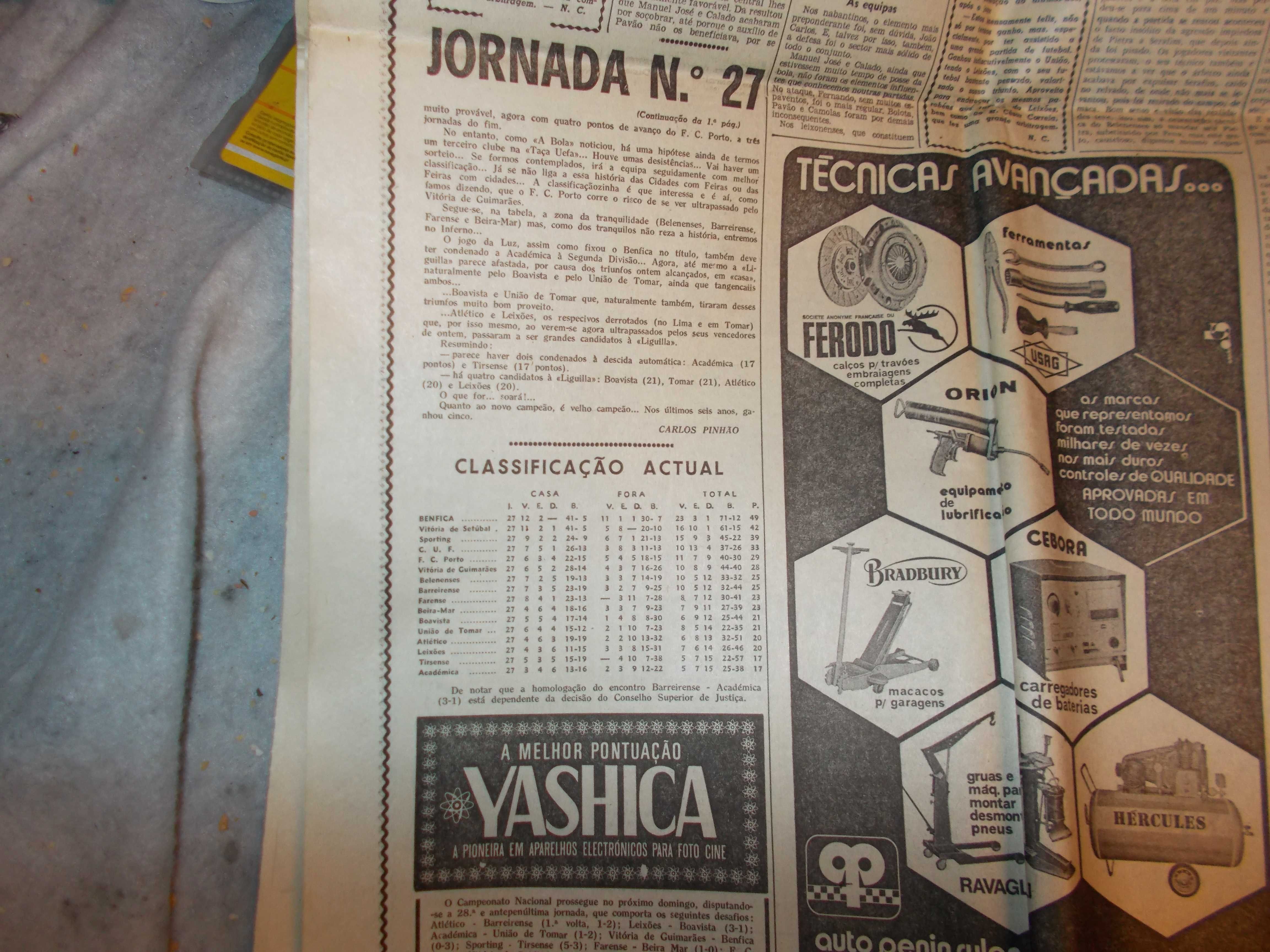 Jornal A Bola. 8 Maio 1972. Benfica Campeão.