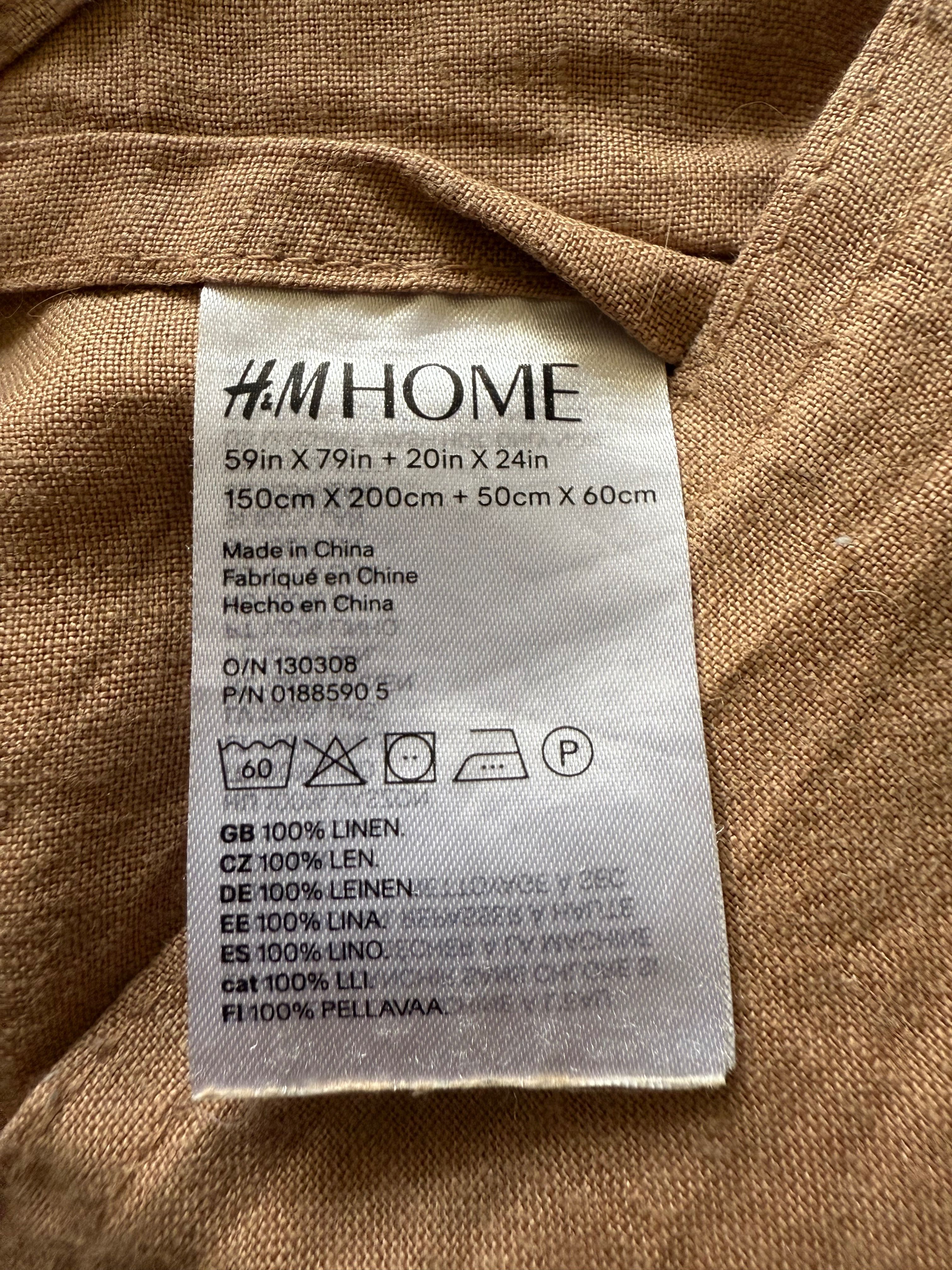 Pościel pojedyncza H&M Home lniana kolor rudy brąz