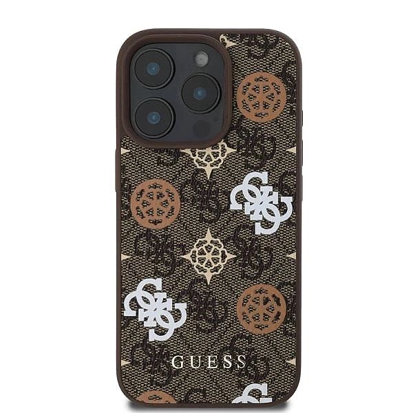 Etui Guess Peony On 4G Background MagSafe na iPhone 16 Pro - brązowe