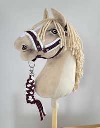 Zestaw do Hobby Horse: kantar A3 + uwiąz - biało-śliwkowy!