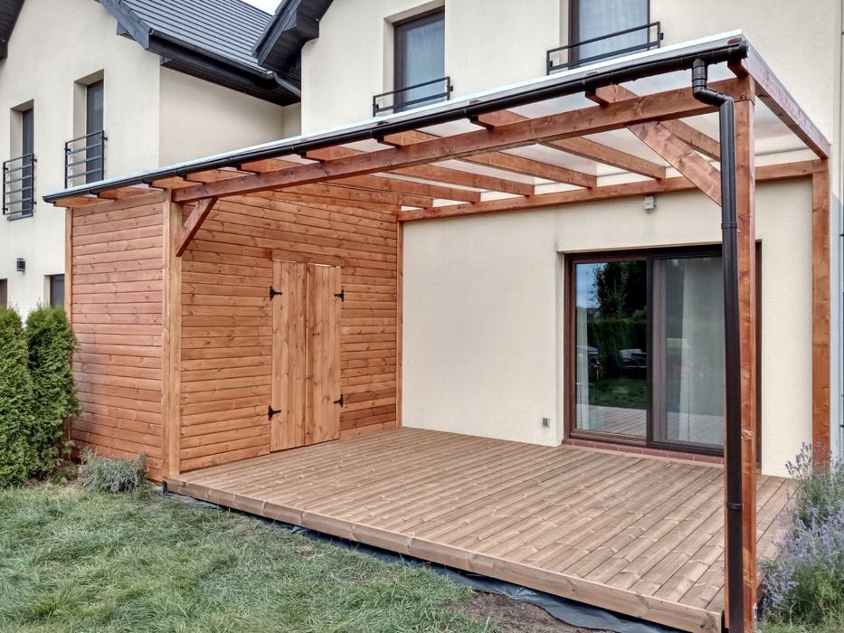 Wiaty, zadaszenia, pergole, tarasy , domki narzędziowe .