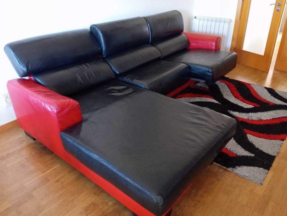 Sofa chaise longue em pele sintética
