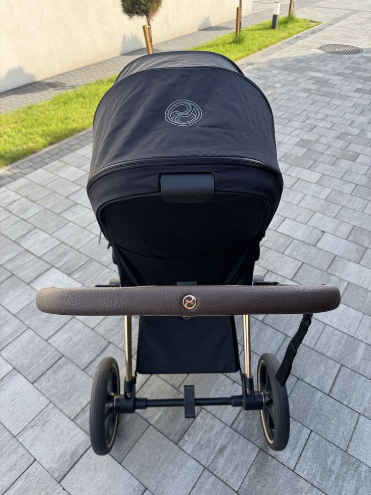Cybex Priam 4.0 rosegold nowa tapicerka deep black i nowy kosz
