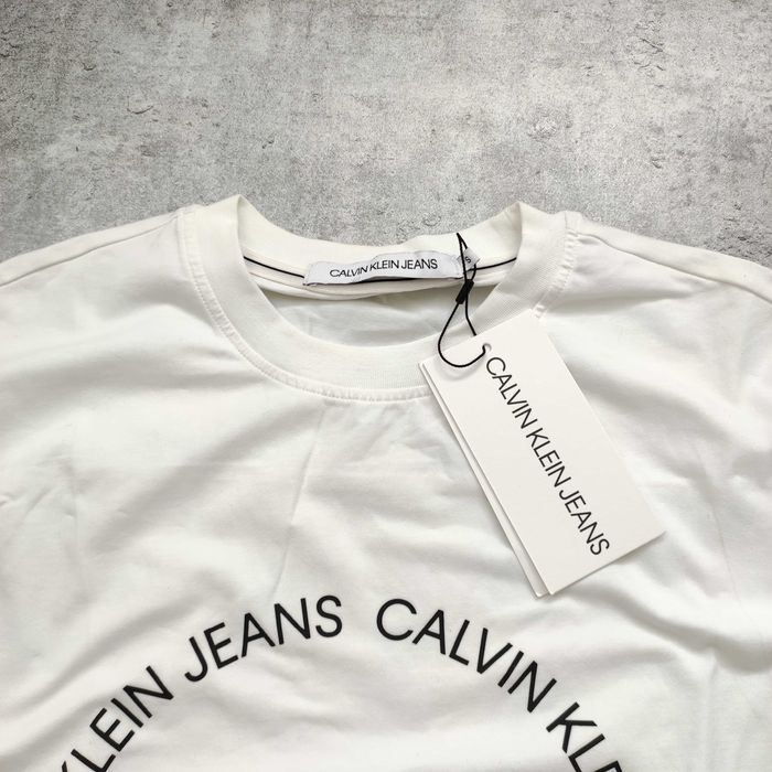 MĘSKA Elegancka Koszulka PREMIUM Biała NOWA Metka Calvin Klein CK logo