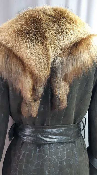 Дубленка женская воротник и опушка лиса Branco Pelle