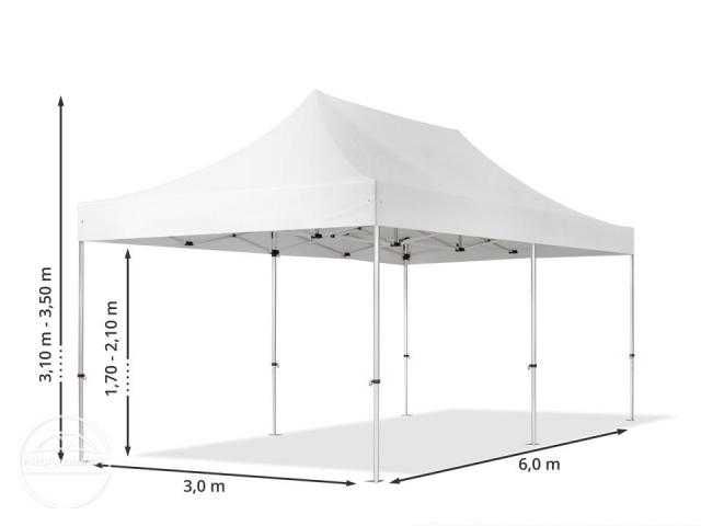 3x6 m Namiot Ekspresowy, schowek, ogrodowy Alu40mm,4ściany, biały