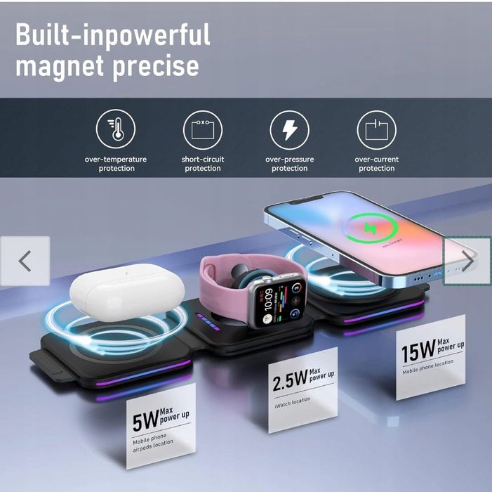 Ładowarka Bezprzewodowa Indukcyjna Składana 3 w 1