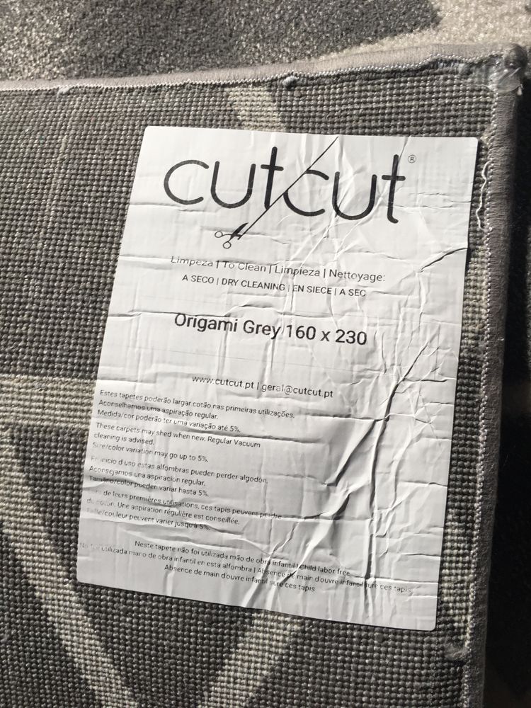 Tapete CutCut - Origami Grey - 160x230cm (Novo)