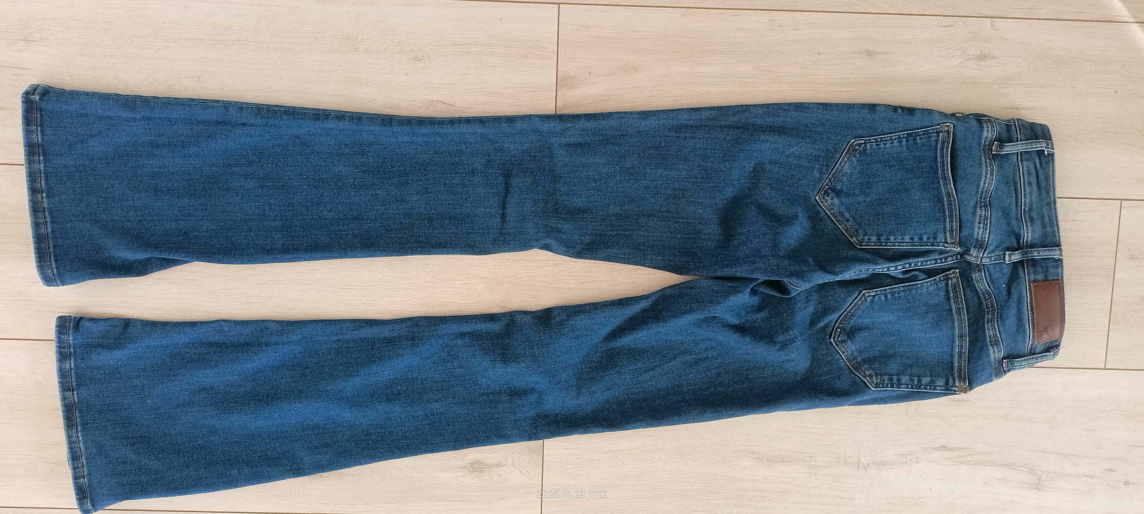 Spodnie jeansy szerokie markowe Never Denim bawełna XS 1złwys