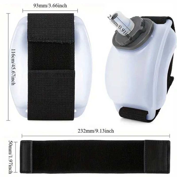 Bidon na nadgarstek, trzy kolory, 200ml pojemność, opaska zaciskowa