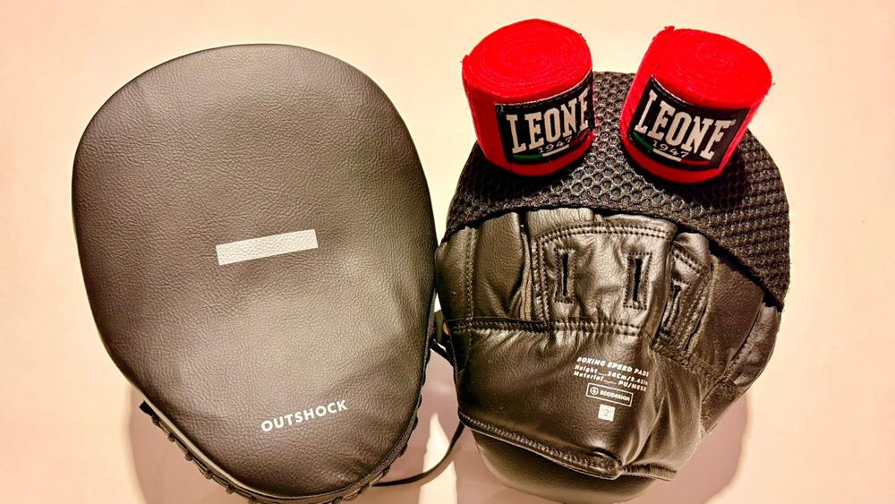 Patas urso boxe + ligadura leone nova + luva boxe leone