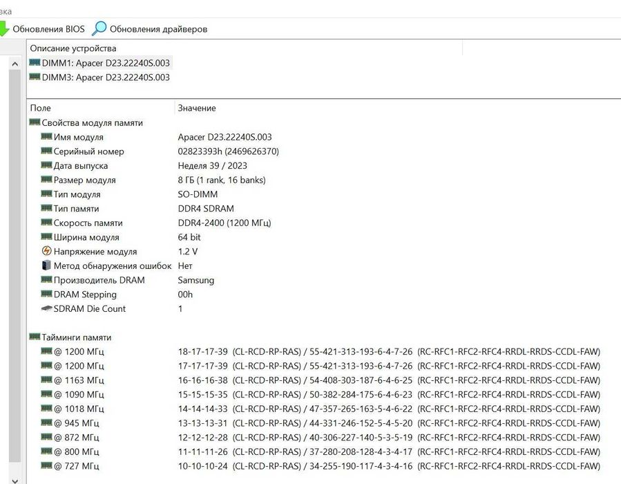 Ram DDR4 2400mgz. 2 *8Gb./16Гб./пам'ять/комплект/Apacer/memory/ноутбук