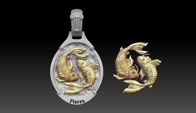 Fenomenalny znak zodiaku Ryby złoty wisior płaskorzeźba 18g PR 585 750
