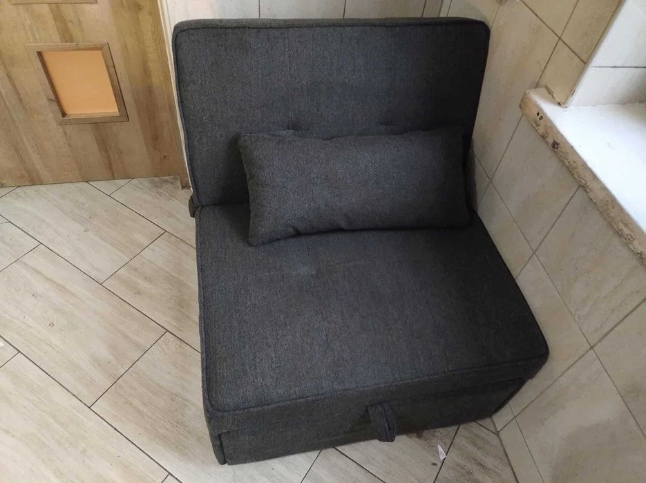 Fotel Wypoczynkowy Rozkładany IBERIS 80 cm Czarny Tapicerowany