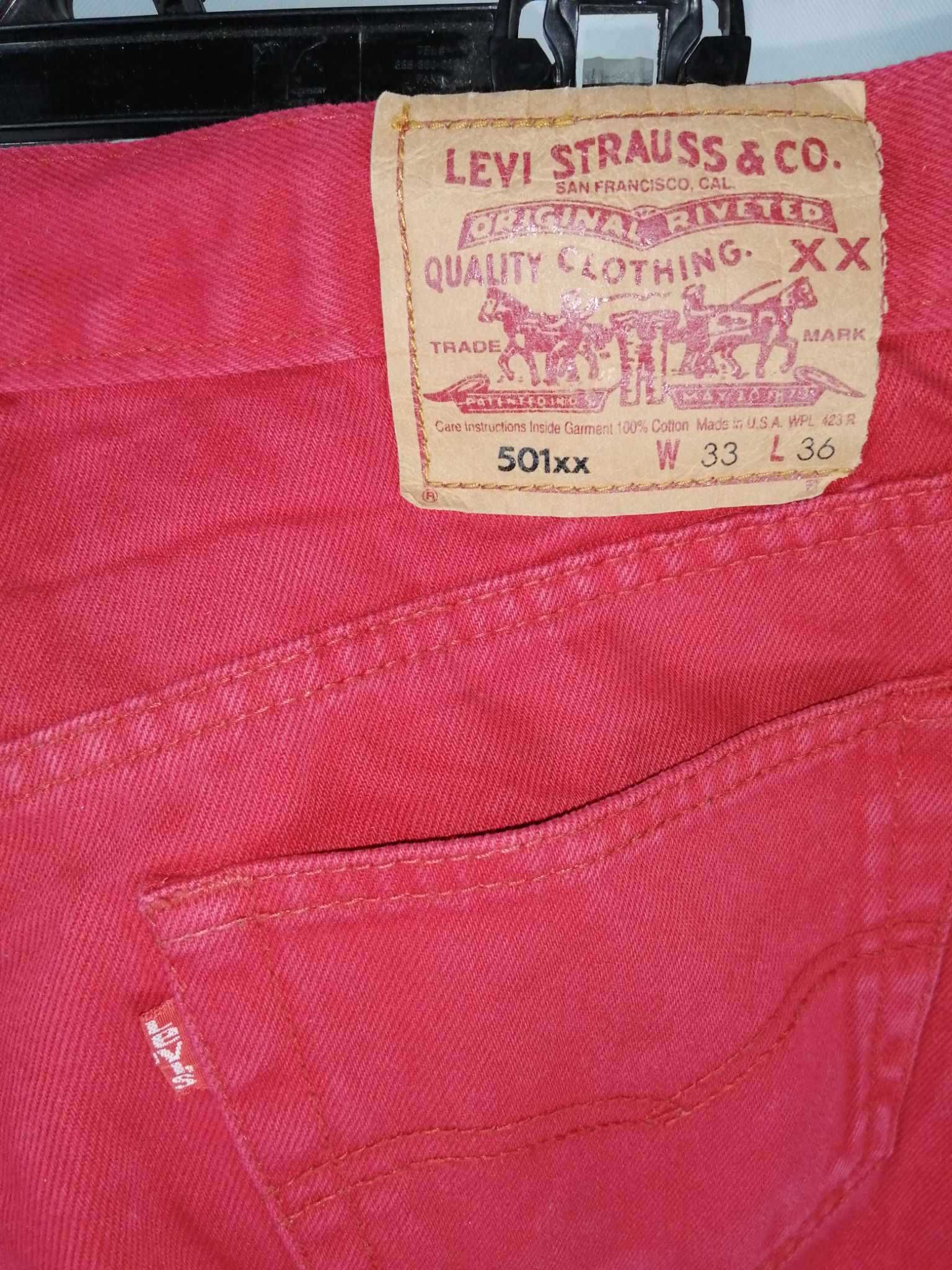 LEVIS 501xx Jeans Spodnie Męskie W33 Bawełna 100% Czerwone