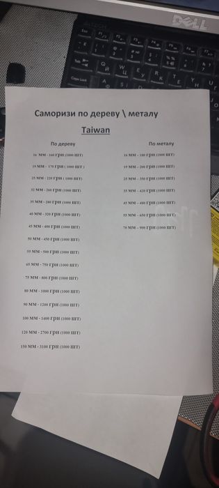 Саморізи  по Дереву / Металу  Склад Тайвань