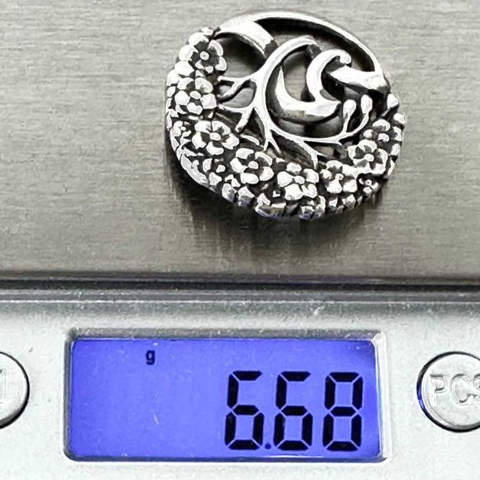 Broszka artystyczna z srebra w stylu secesji wiedeńskiej, próba 925