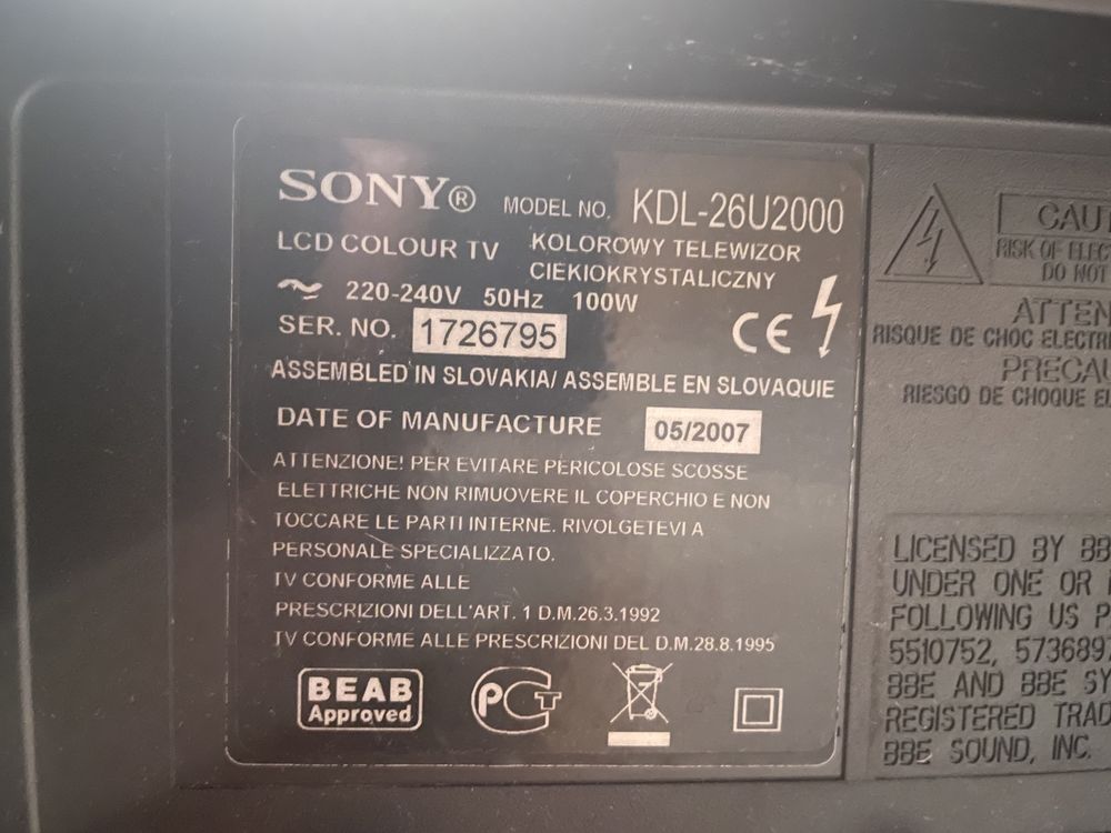 Телевізор SONY KDL-26U2000