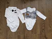 2 białe koszule body w rozmiarze 86 cm eleganckie uroczystość