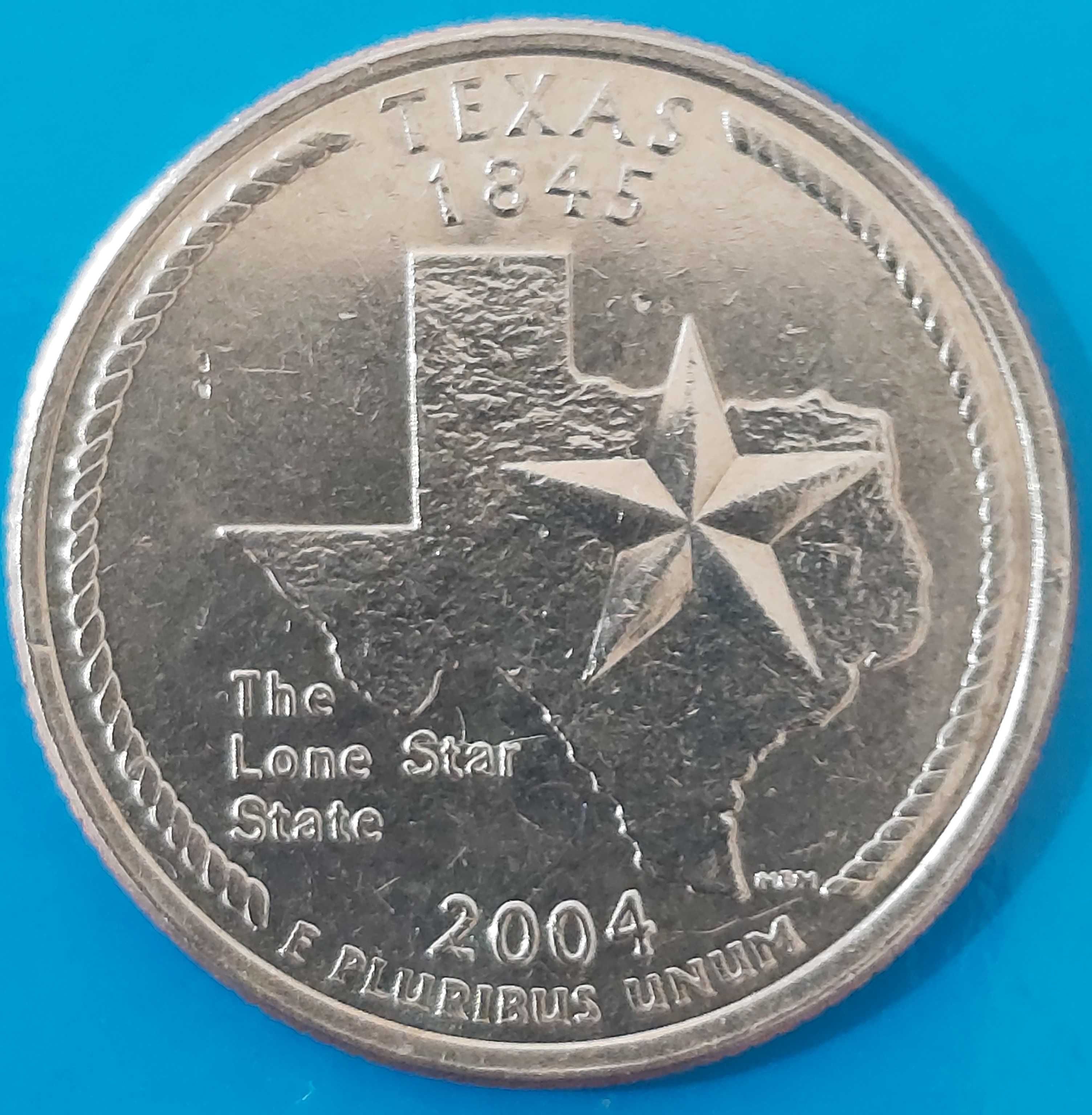 1/4 Dólar de 2004 * D, do Estado Texas, USA