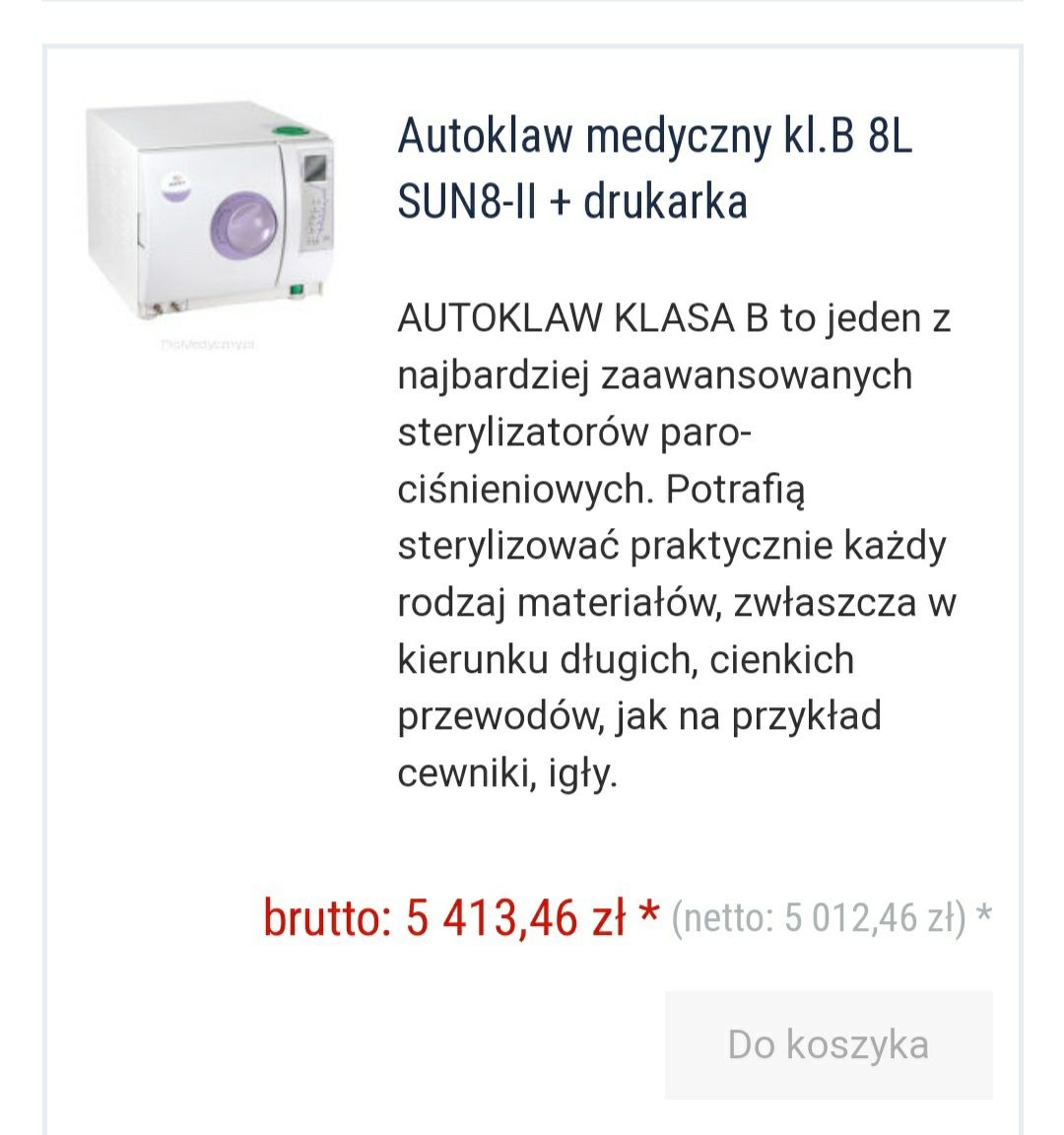 Autoklaw do sterylizacji