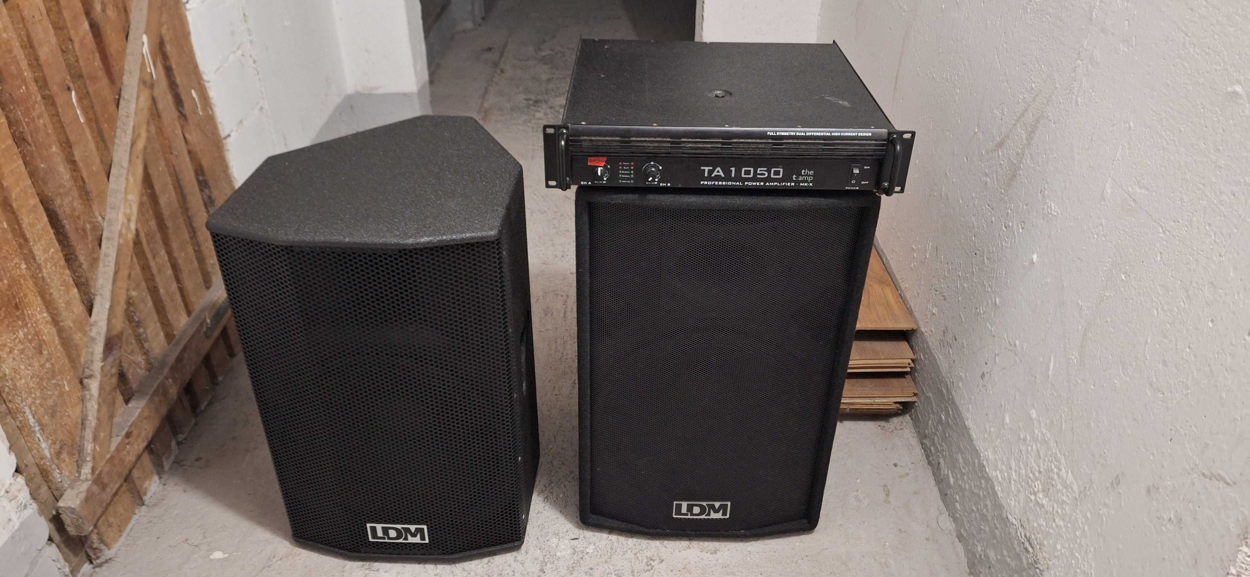 Kolumny LDM dwie sztuki plus wzmacniacz T.amp TA 1050 plus przewody