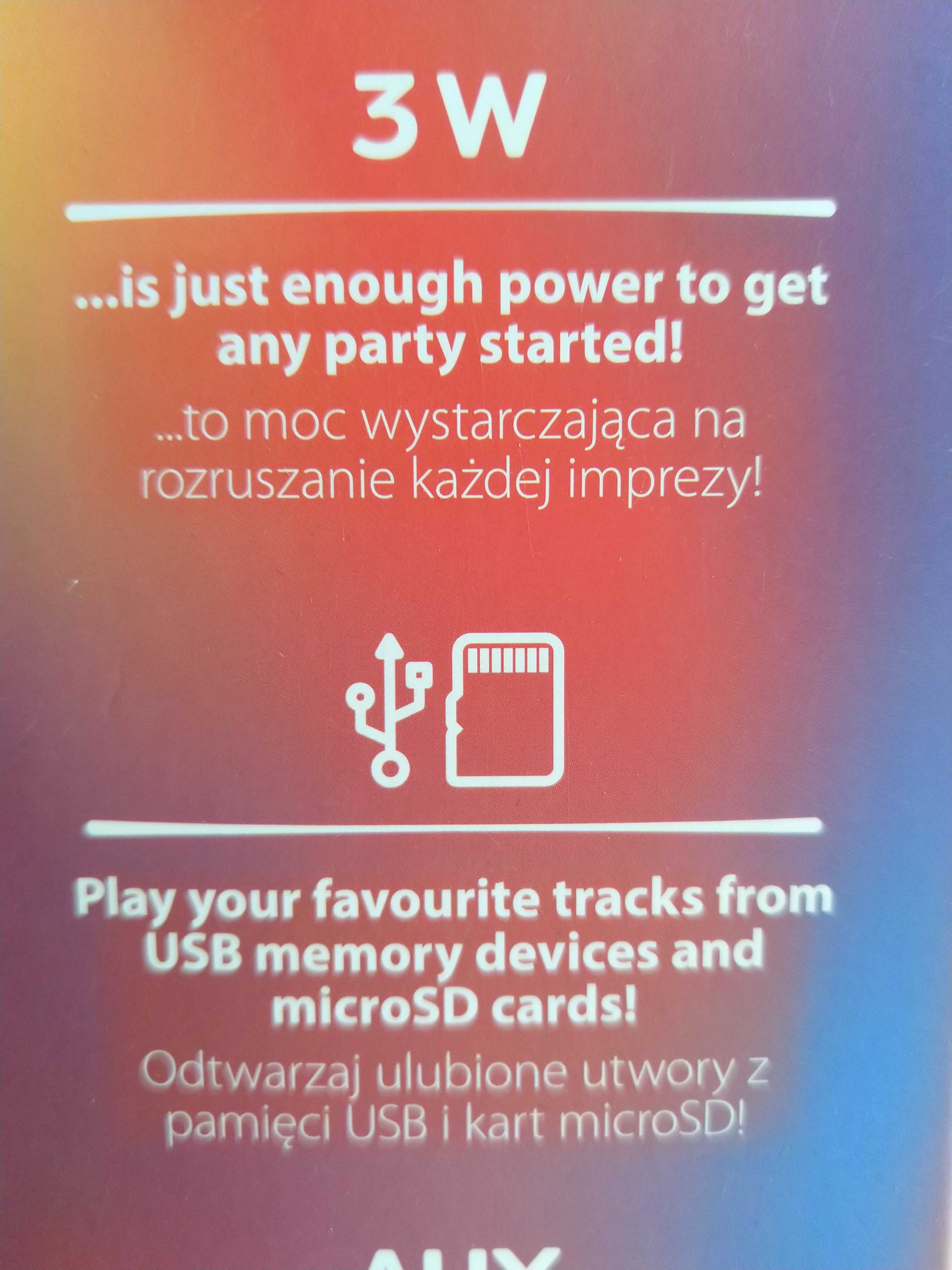 OKAZJA Mikrofon karaoke bezprzewodowy Aux USB Bluetooth MikroSD 3W