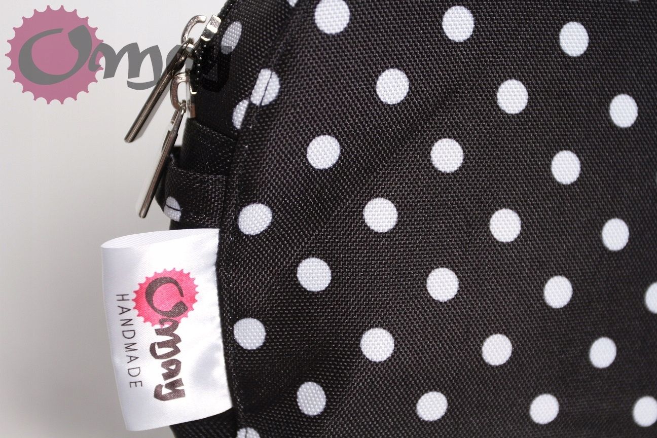 Czarny organizer do OBAG MOON LIGHT białe groszki 2 kieszenie OMAY