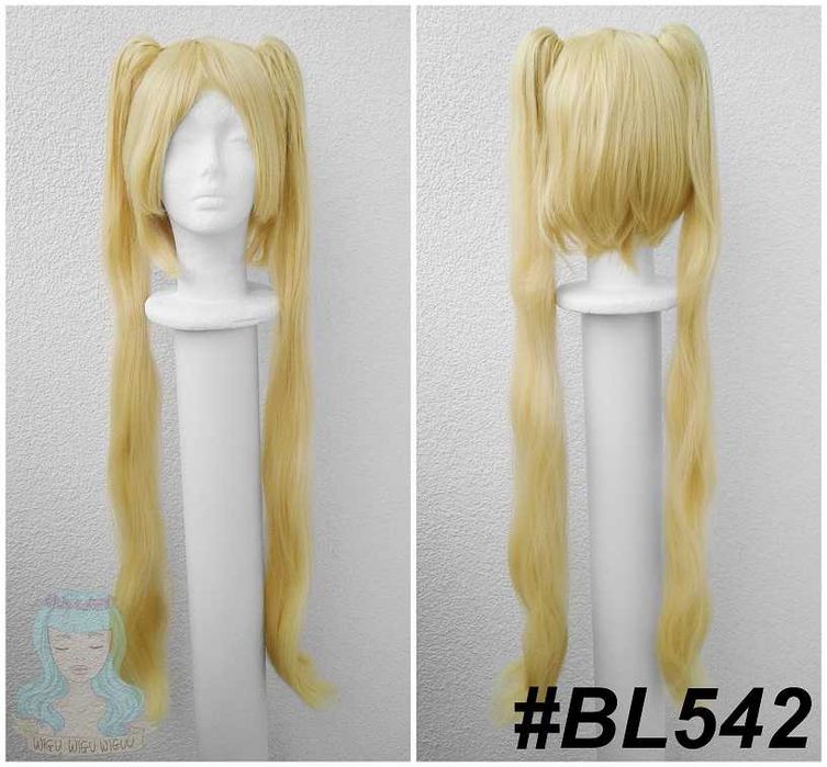 Żółta blond długa peruka z kitkami typu Hatsune Miku cosplay wig
