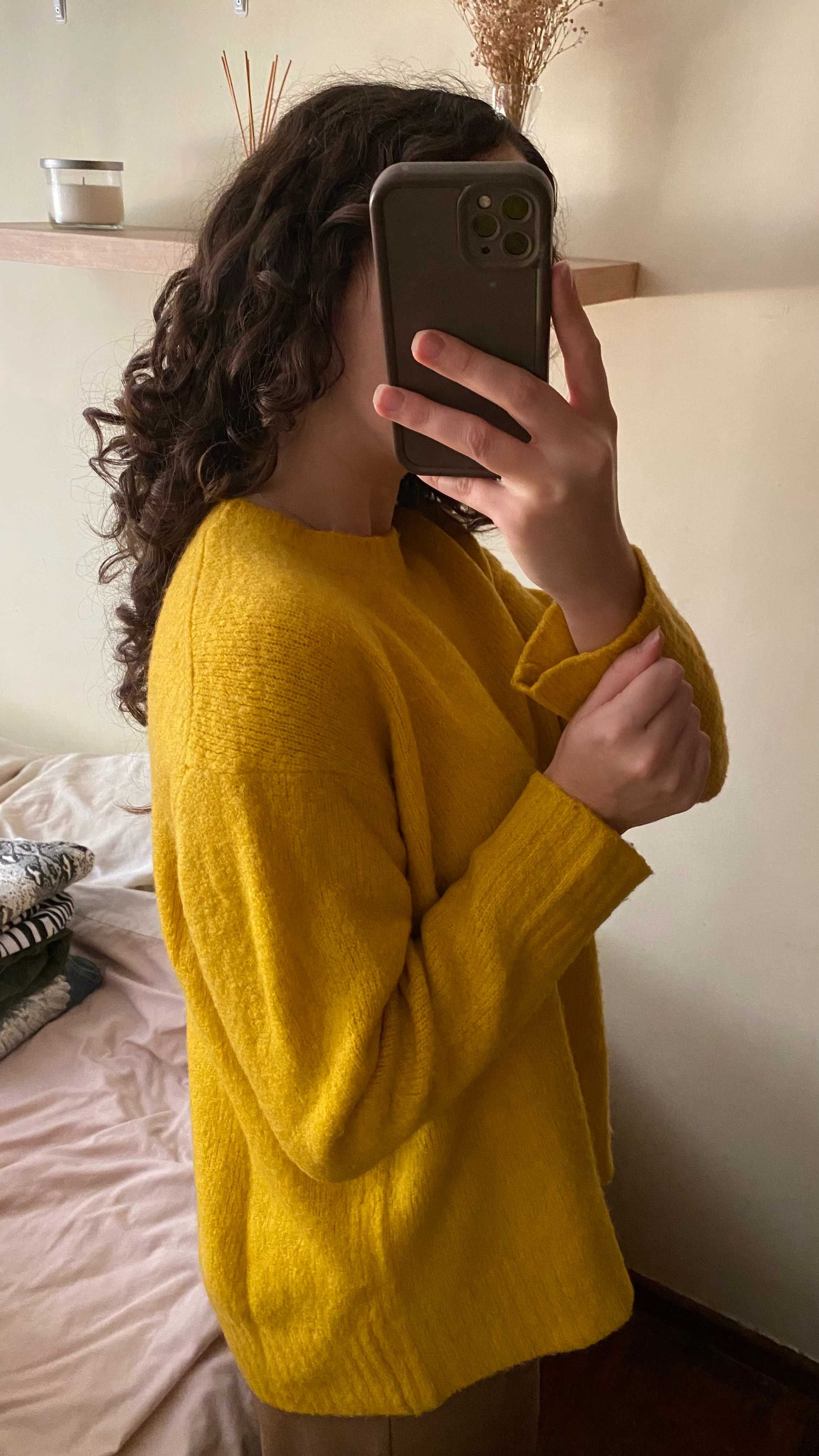 Camisola de malha Amarela Mostarda Zara Oversize
