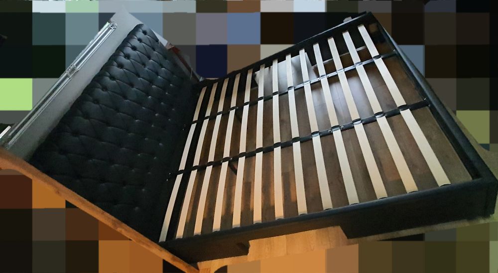 Łóżko 200x220 pikowane wezgłowie, czarne