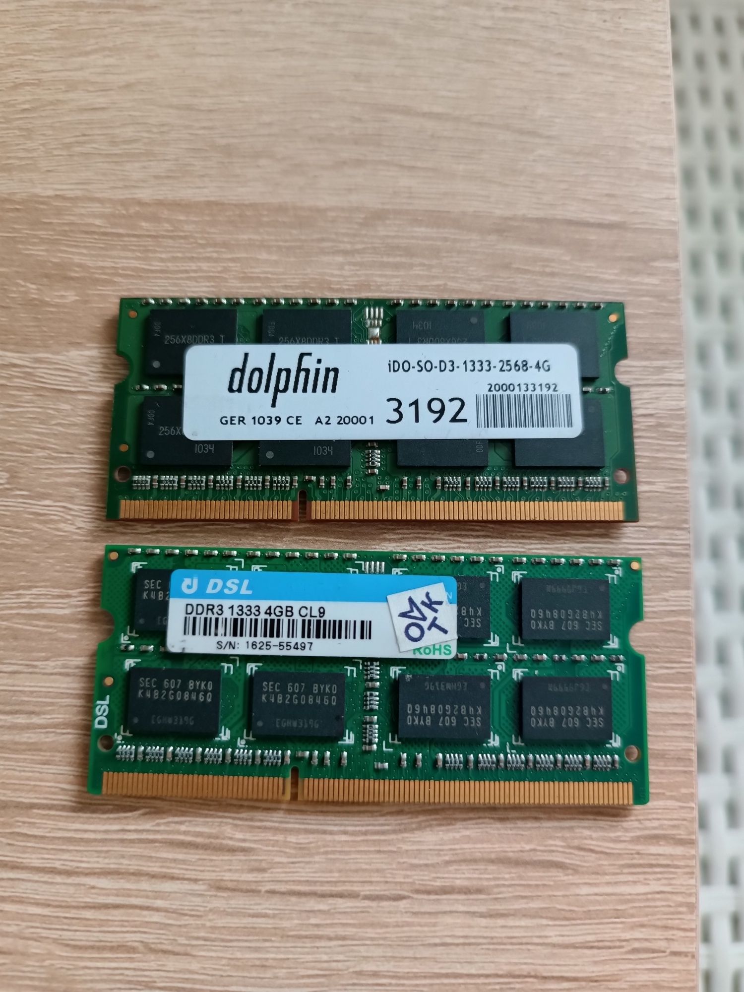 Оперативна пам'ять  Dolphin DDR3 4Gb (4Гб) 1333Мгц для ноутбука