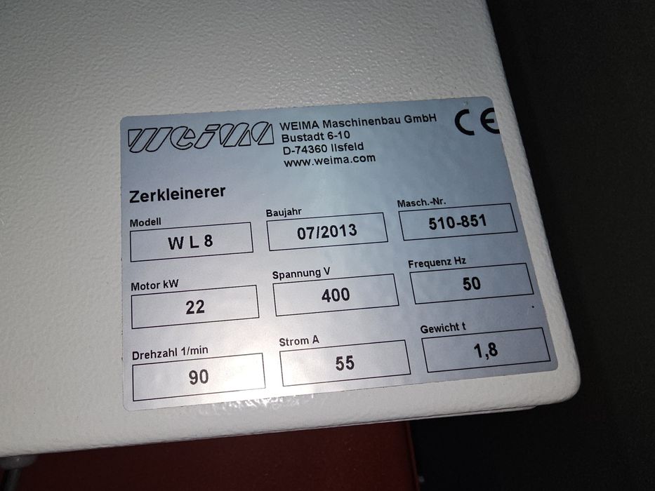 Weima WL8 V-Rotor 1000mm rębak rozdrabniacz kruszarka no untha gross