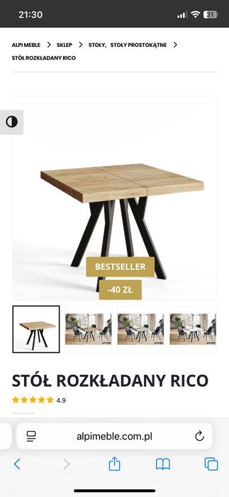 Stół rozkładany kwadratowy