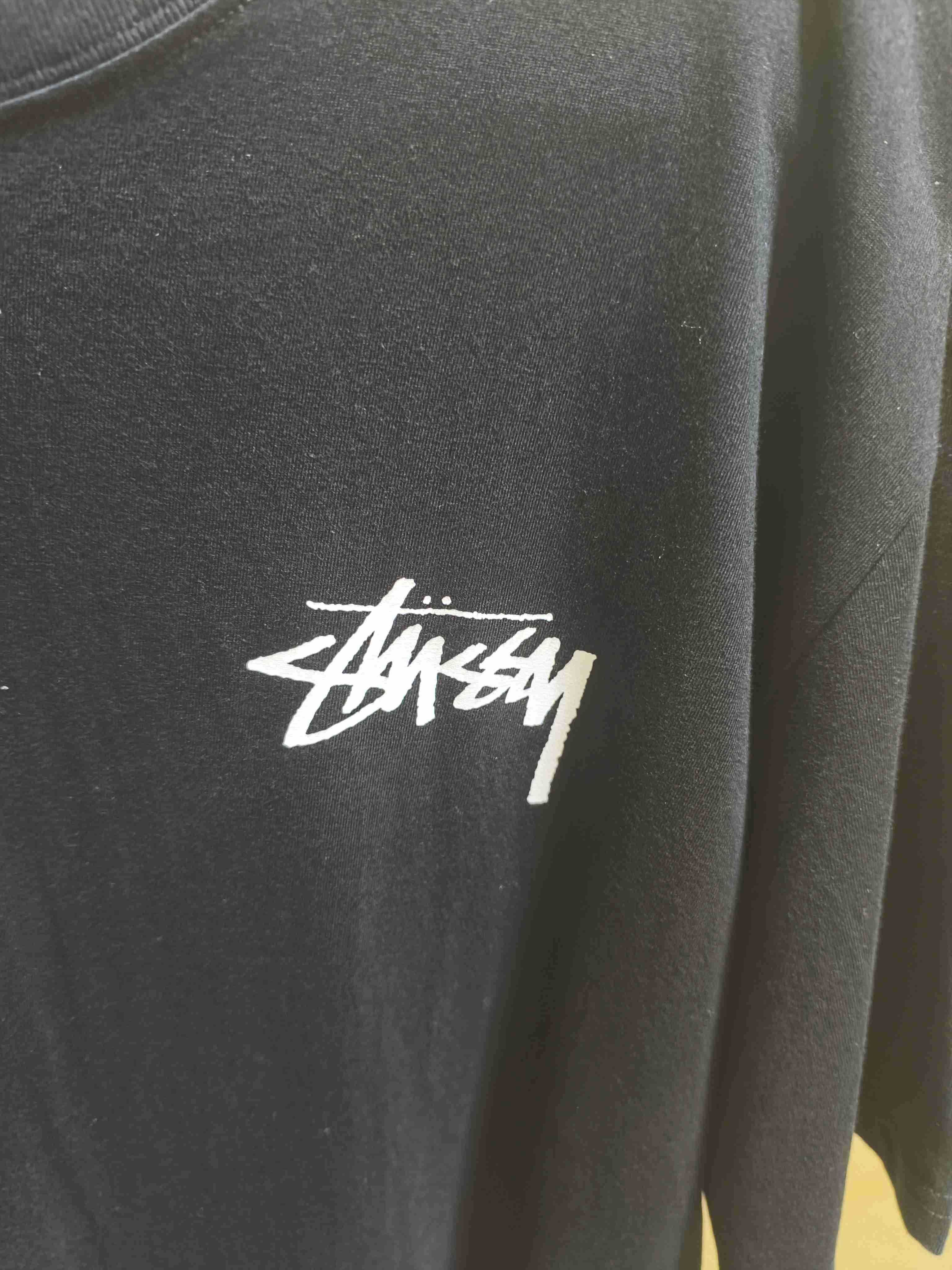 Stussy Męska Letnia Czarna Luźna Koszulka z Nadrukiem XL