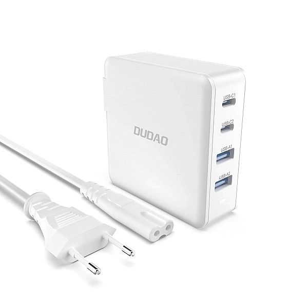 Szybka ładowarka sieciowa GaN 100W 2 x USB-C / 2 x USB Dudao A100EU -