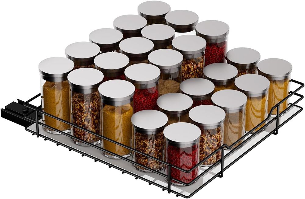 Organizer na Przyprawy 27x27x6 cm Metalowy Czarny