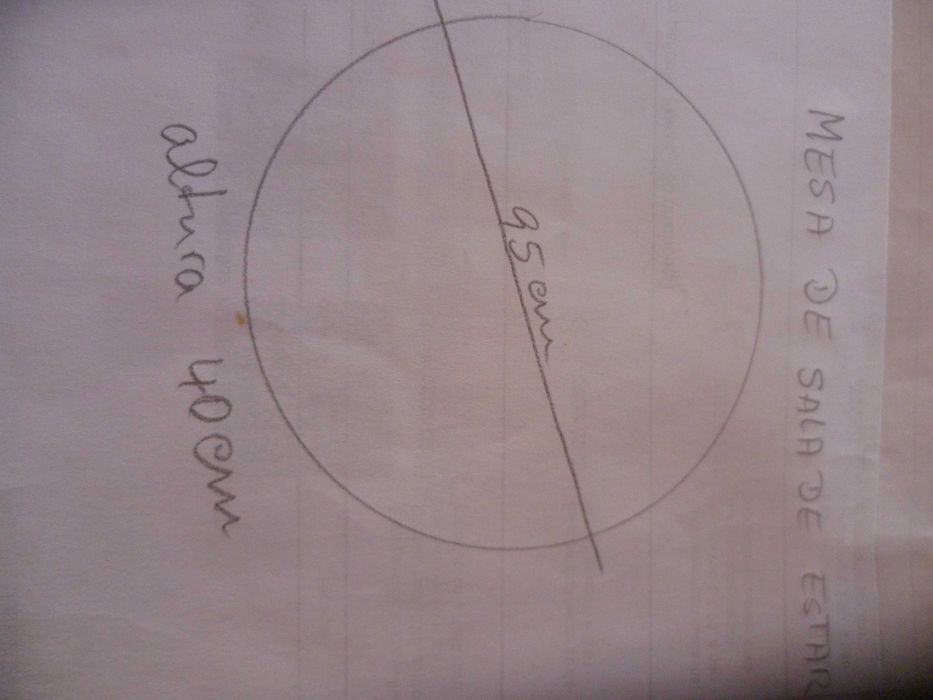 URGENTE Mesa de centro sala de estar tampa vidro Ø 95cm altura 40cm