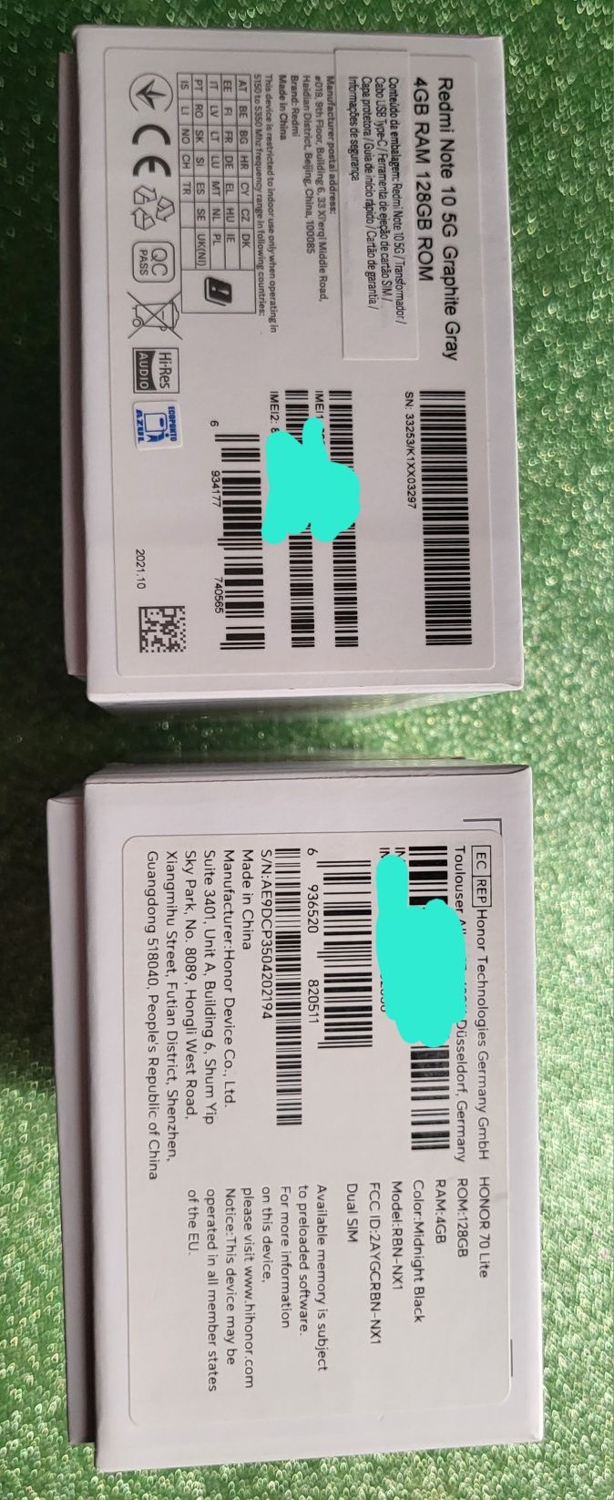 2 Telemóveis dual Sim (NOVOS) (Honor 70 lite + Redmi Note 10 5G )