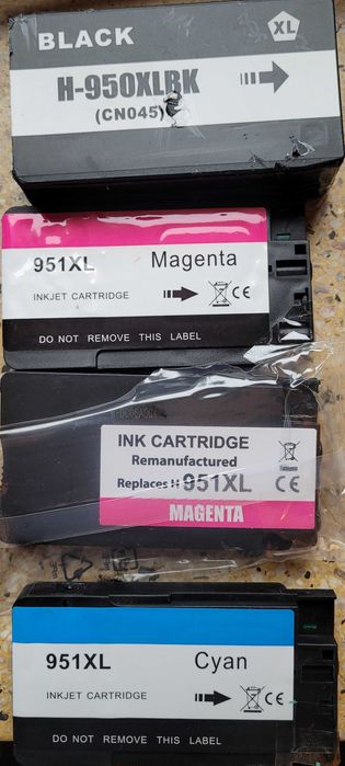 cartridge 951Xl 2xmargenta, black i cyan pełne.