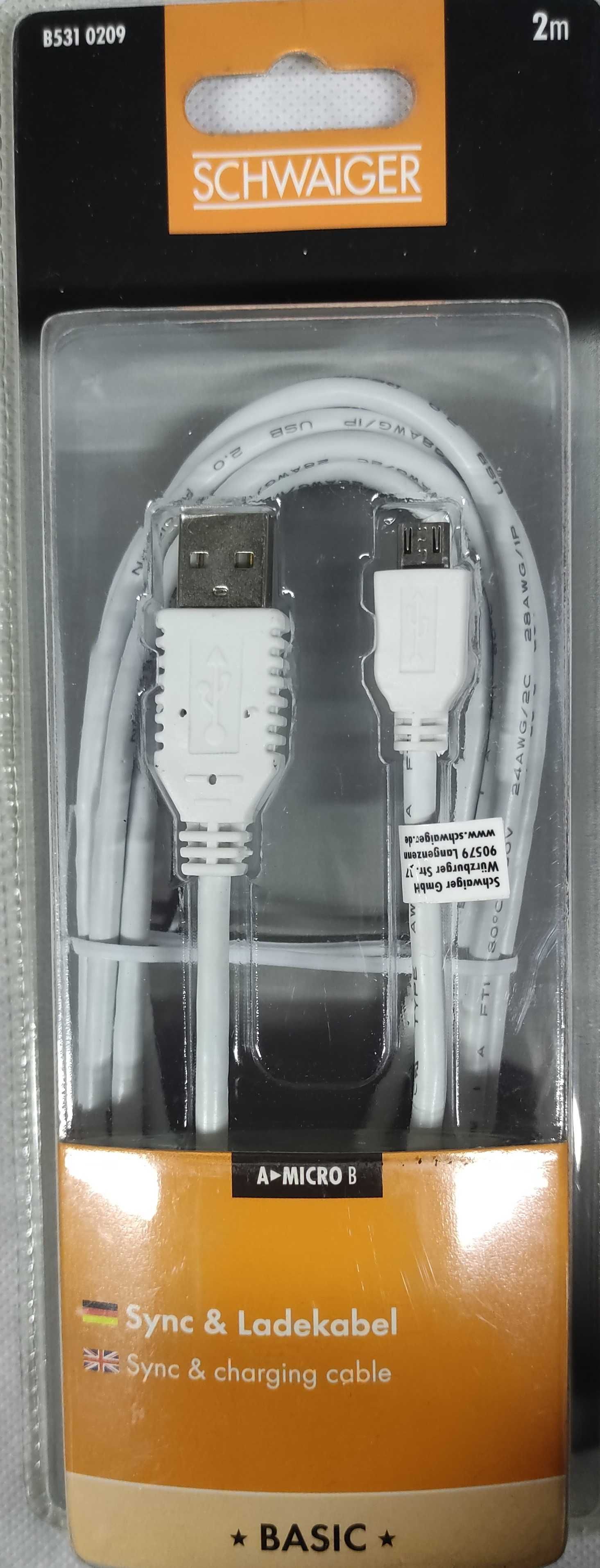 Schwaiger B531 kabel ładowania i synchronizacji usb/micro usb 2m